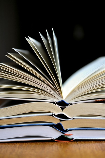 Stack of open books